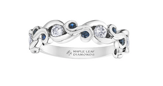 Anillo de oro blanco de 14 k con diamantes y zafiro de 0,32 quilates, tamaño 6,5