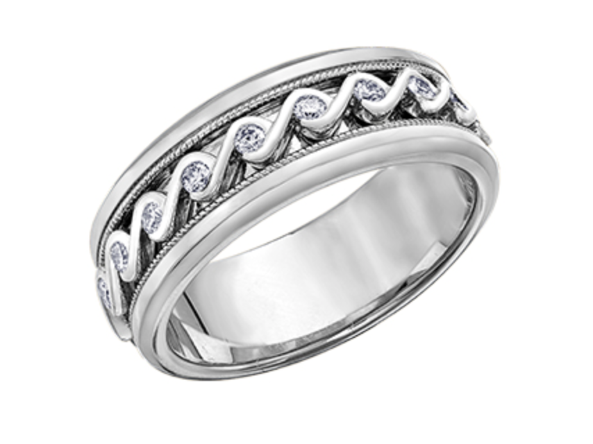 18K White Gold/Palladium Alloy (hypoallergenic) 0.45cttw Round Brilliant Multi-Stone Diamond Band