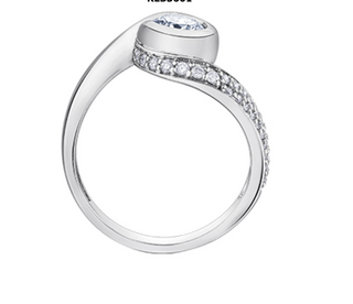 14K White Gold 0.75cttw Swirl Diamond Ring
