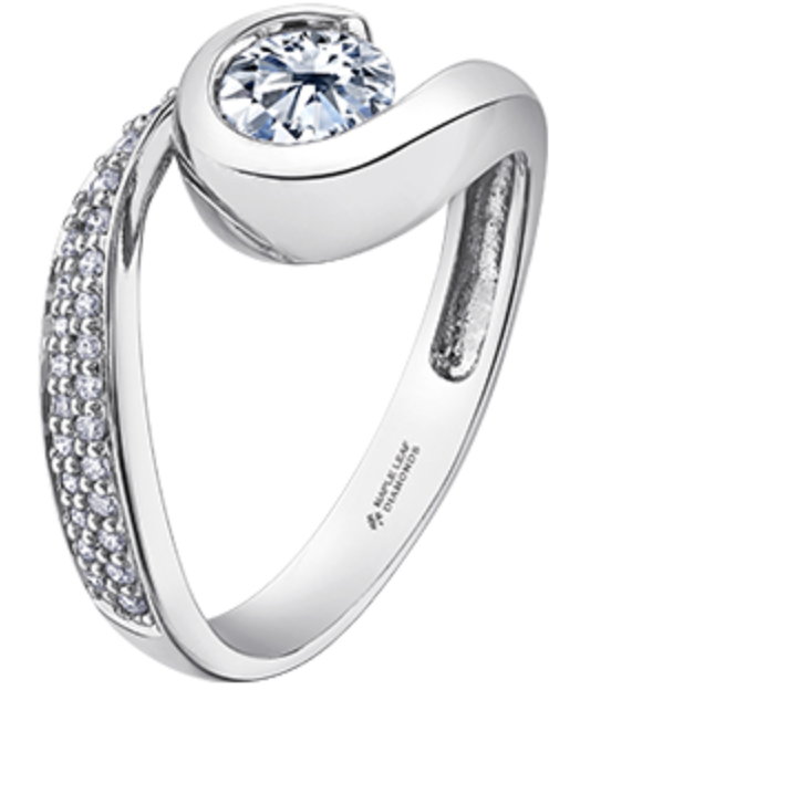 14K White Gold 0.75cttw Swirl Diamond Ring - Size 6.5