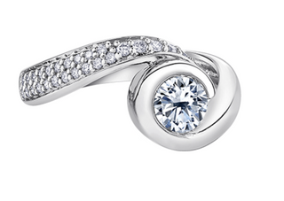 14K White Gold 0.75cttw Swirl Diamond Ring