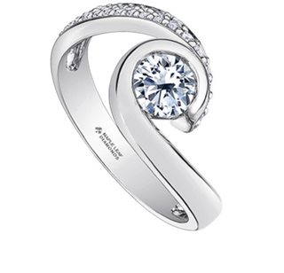 14K White Gold 0.75cttw Swirl Diamond Ring