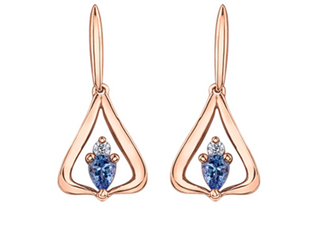 14K Rose Gold 4mmX3mm Pear Shape Tanzanite & 0.04cttw Diamond Earrings