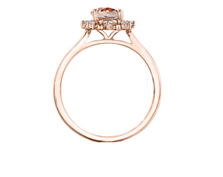 14K Rose Gold Genuine Oval Shape Morganite & 0.16cttw Canadian Diamond Ring, size 6.5