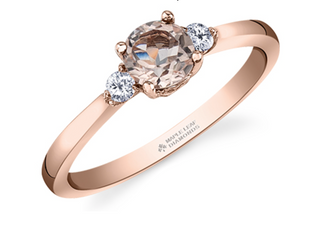 14K Rose Gold Genuine Round Morganite & 0.08cttw Canadian Diamond Ring
