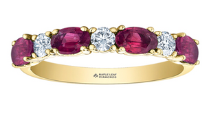 Anillo de oro amarillo de 14 quilates con rubí ovalado auténtico y diamante canadiense de 0,24 quilates, tamaño 6,5