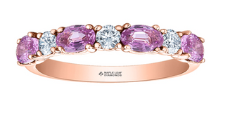 14k Rose Gold Pink Sapphire & 0.24cttw Canadian Diamond Ring, size 6.5