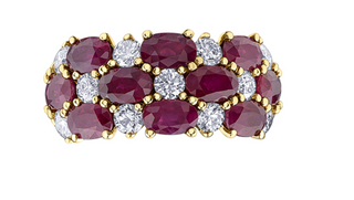 Anillo de oro amarillo de 14 quilates con rubí ovalado auténtico y diamante canadiense de 0,88 quilates, tamaño 6,5