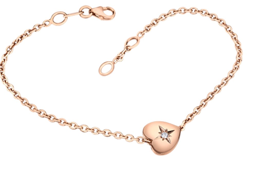 10K Rose Gold 0.02cttw Canadian Diamond Heart Shaped Tennis Bracelet, 7&quot;