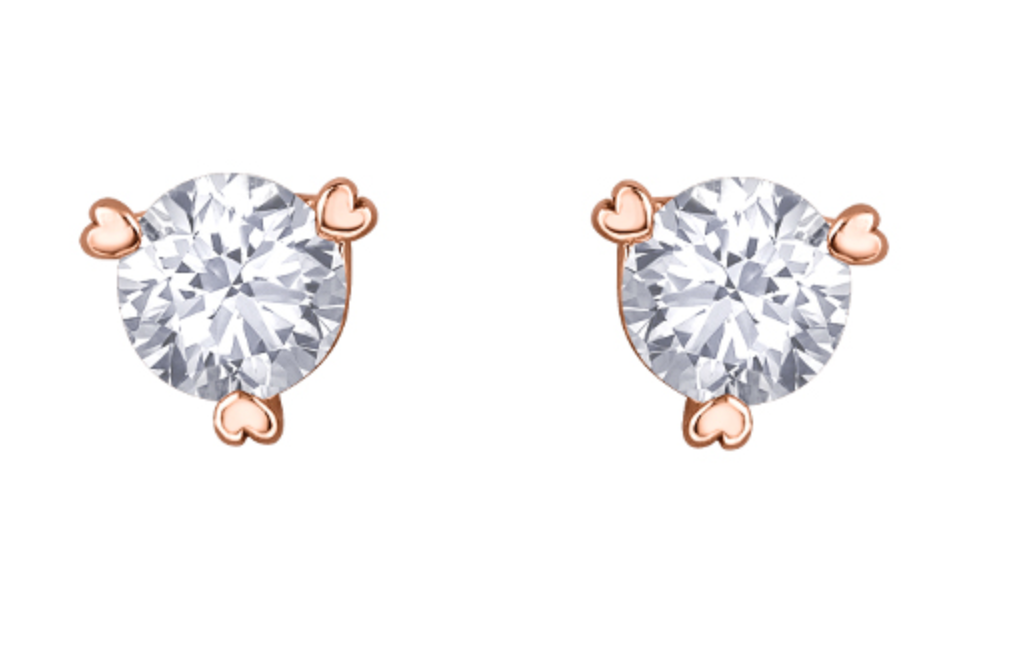 10K Rose Gold 0.25cttw Canadian Diamond Hart Martini Claw Set Earrings - 14K