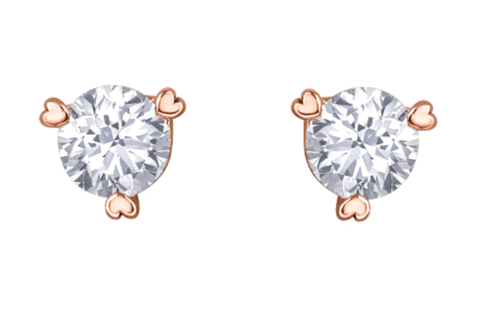 Pendientes con engarce de garra Hart Martini de diamantes canadienses de 0,25 quilates en oro rosa de 10 quilates