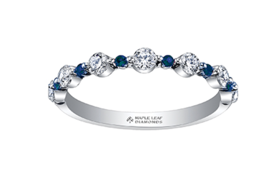 18k White Gold Palladium hypoallergenic Blue Sapphire 0.42