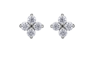 Aretes de diamantes canadienses de 0,40 quilates en oro blanco de 14 quilates