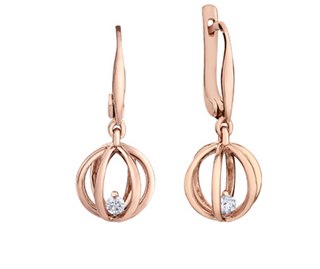 Pendientes tipo jaula con diamantes canadienses de 0,12 quilates en oro rosa de 14 quilates
