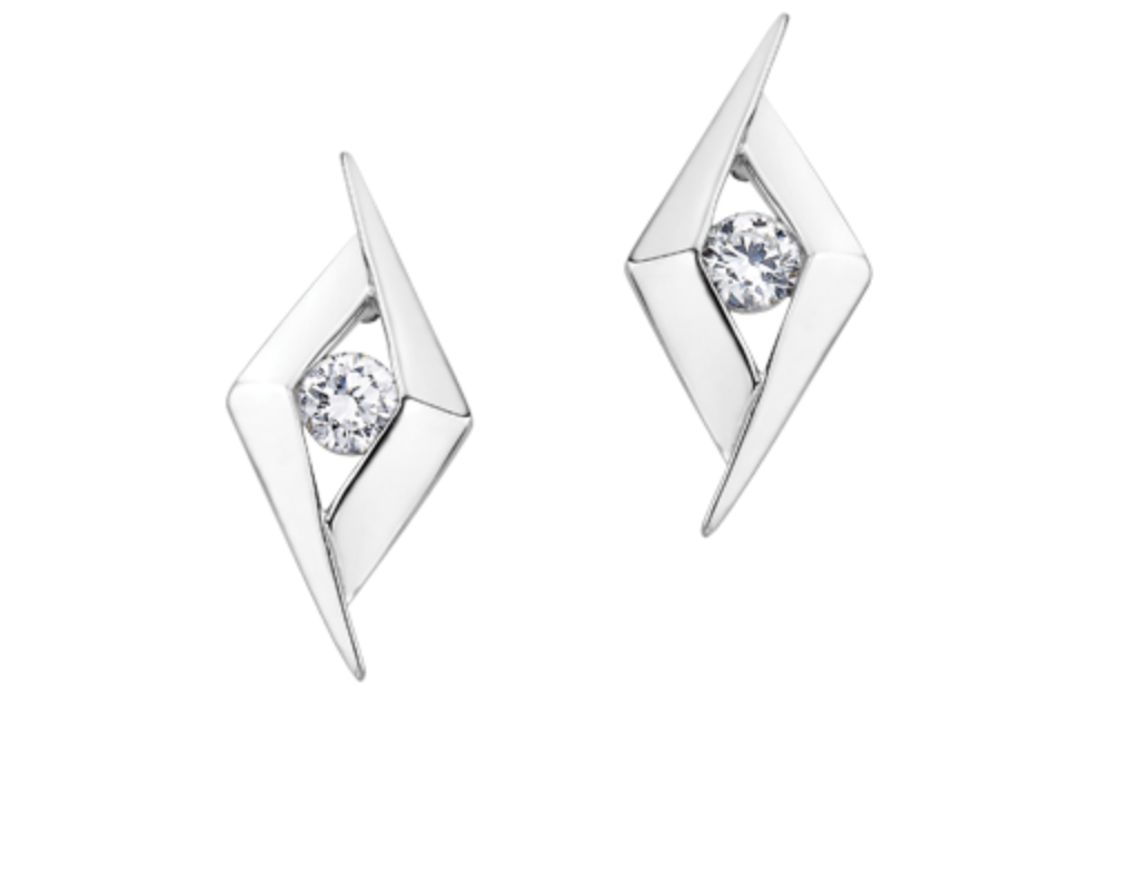 10K White Gold 0.30cttw Canadian Diamond Geometric Earrings