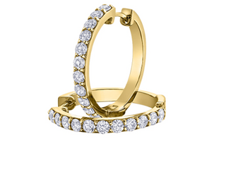 Aretes tipo argolla con diamantes canadienses de 1,54 quilates en oro blanco de 14 quilates