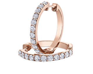 Aretes tipo argolla con diamantes canadienses de 1,54 quilates en oro blanco de 14 quilates
