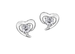 Pendientes de oro blanco de 10 quilates con diamantes canadienses de 0,24 quilates y forma de garra en forma de corazón
