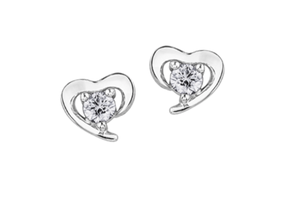 10K White Gold 0.24cttw Canadian Diamond Heart Claw Set Earrings