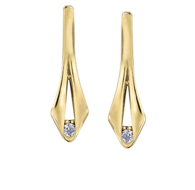 Aretes de diamantes canadienses de 0,12 quilates en oro amarillo de 14 quilates