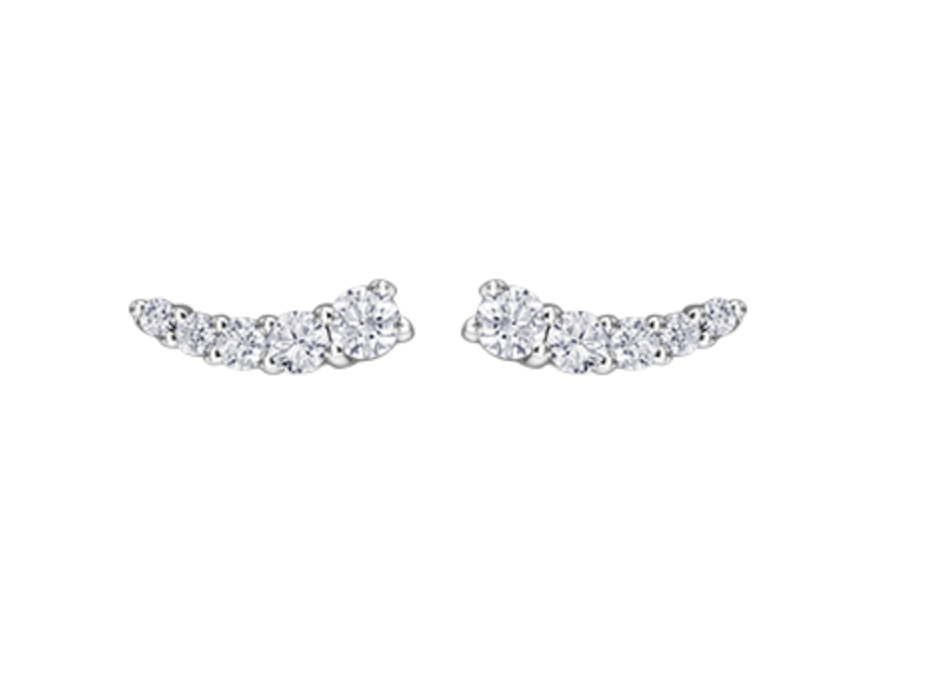 14K White Gold 0.60cttw Canadian Diamond Curve Stud Earrings