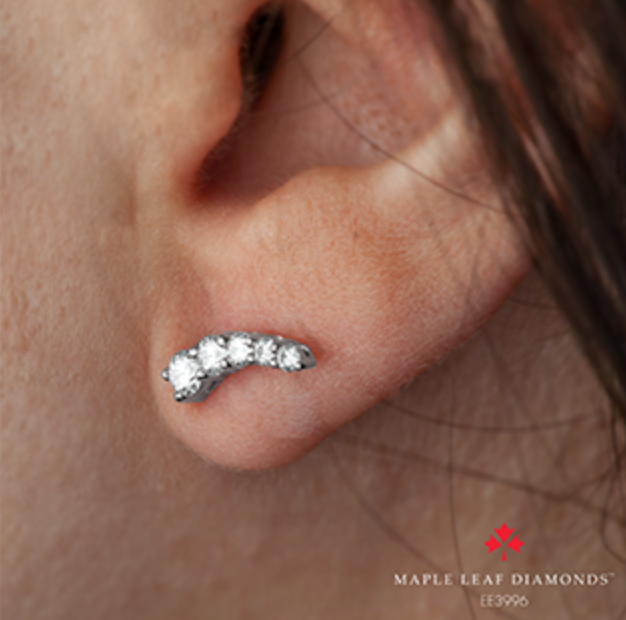 14K White Gold 0.60cttw Canadian Diamond Curve Stud Earrings