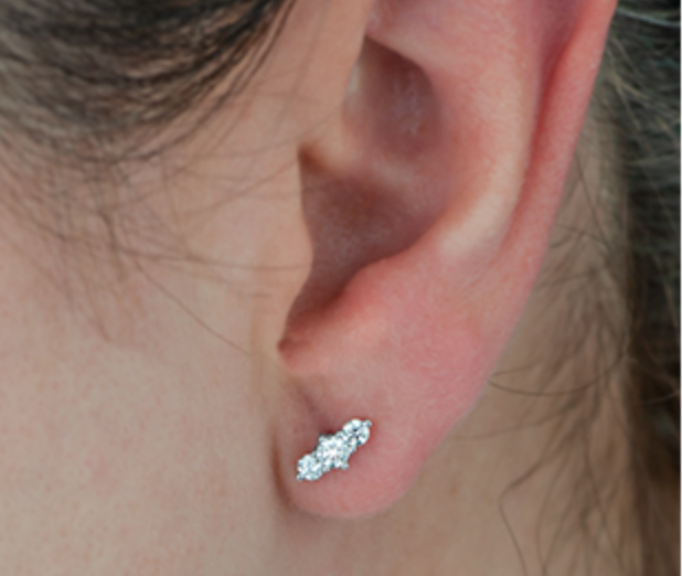 Pendientes de oro blanco de 14 quilates con diamantes canadienses de 0,16 quilates a 0,40 quilates con 3 piedras