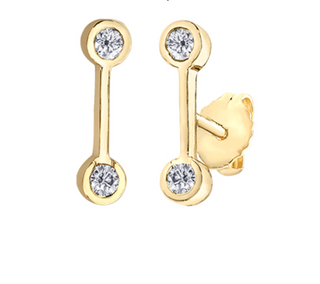 Aretes de oro amarillo de 14 quilates con diamantes canadienses de 0,16 quilates