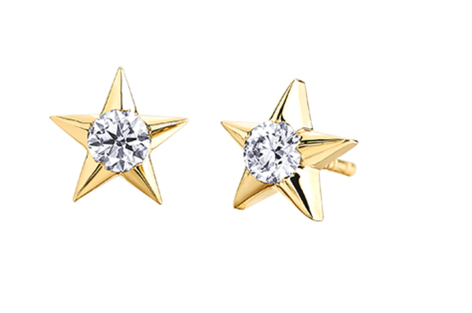 10K Yellow Gold 0.12-0.28cttw Canadian Diamond Star Stud Earrings