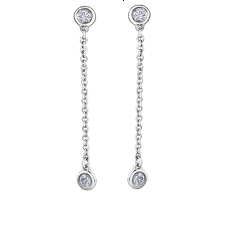 Aretes colgantes de diamantes canadienses de 0,25 quilates en oro blanco de 14 quilates