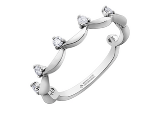 Anillo de diamantes canadienses festoneados de 0,15 quilates en oro blanco de 14 quilates, tamaño 6,5