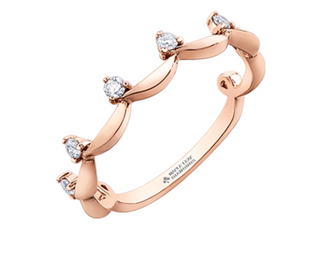 Anillo de diamantes canadienses festoneados de 0,15 quilates en oro blanco de 14 quilates, tamaño 6,5