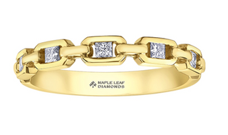Alianza de diamantes canadienses princesa de oro amarillo de 14 quilates de 0,20 quilates, tamaño 6,5
