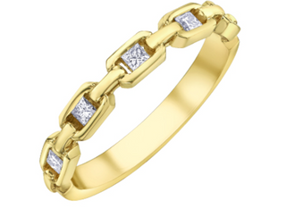 Alianza de diamantes canadienses princesa de oro amarillo de 14 quilates de 0,20 quilates, tamaño 6,5