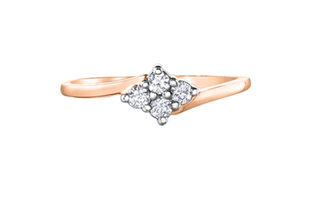 14K White Gold 0.16cttw Canadian Diamond Ring, size 6.5