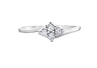 14K White Gold 0.16cttw Canadian Diamond Ring, size 6.5