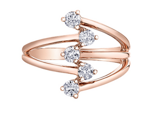 Anillo de diamantes canadienses de 0,50 quilates en oro rosa de 14 quilates, talla 6,5