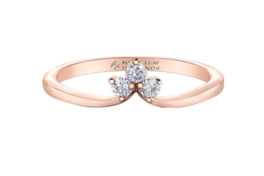 14K Rose Gold 0.10cttw Canadian Diamond Ring/Band, size 6.5