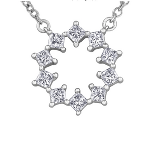 Collar de diamantes canadienses de princesa de 0,40 quilates en oro blanco de 14 quilates