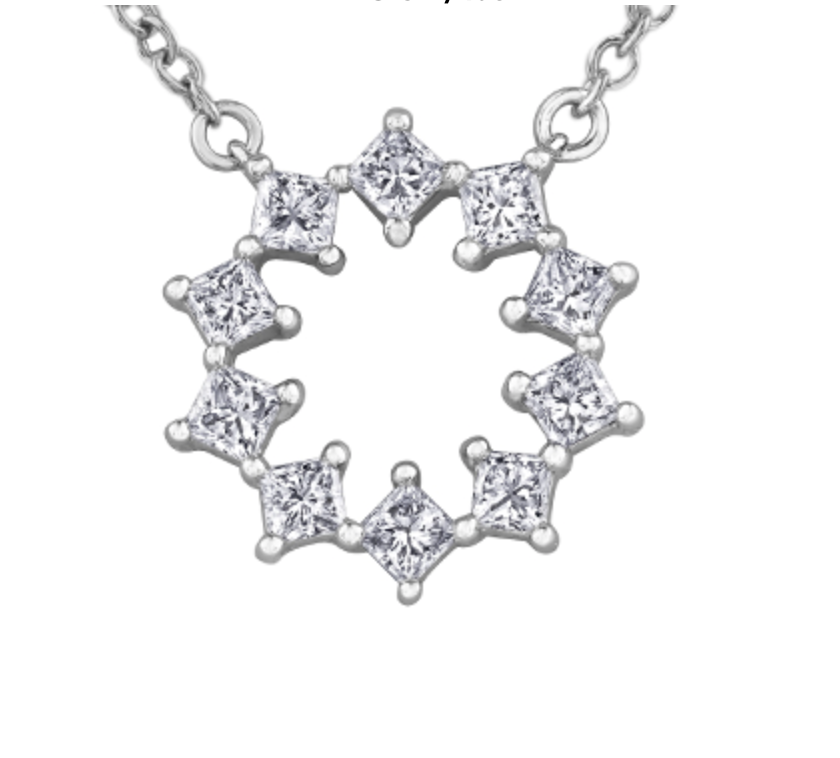 14K White Gold 0.40cttw Princess Canadian Diamond Necklace