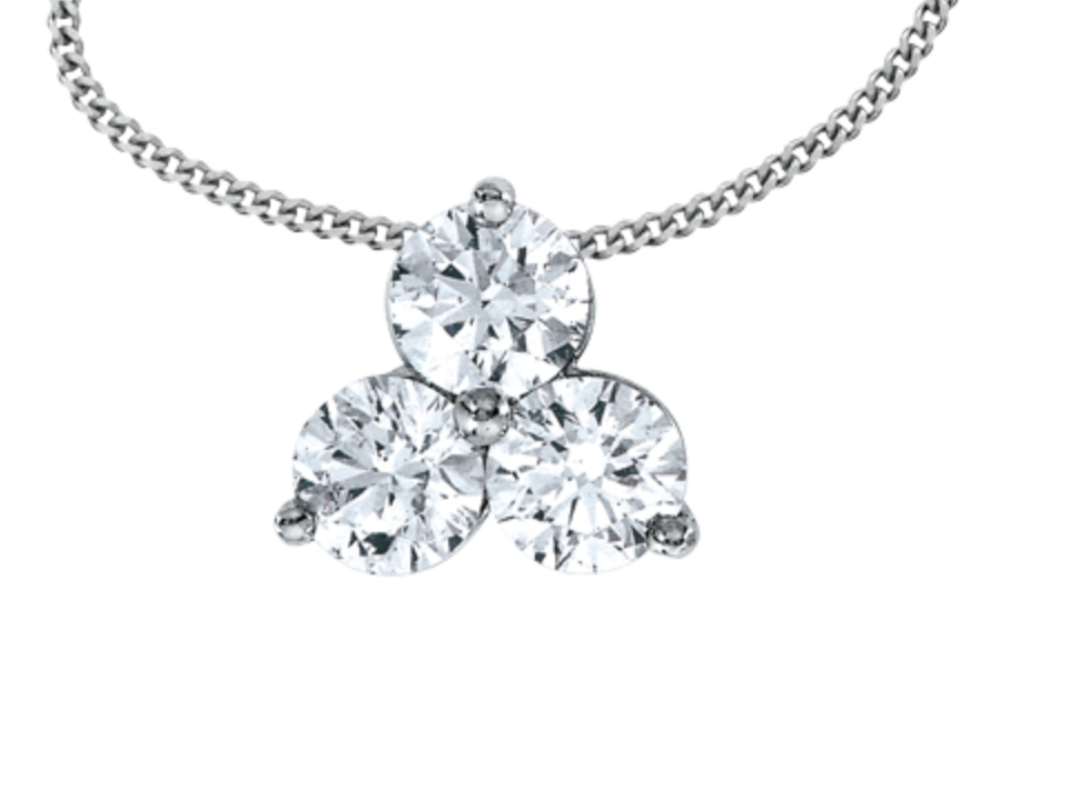 14K White Gold 0.24cttw Round Brilliant Trio Canadian Diamond Necklace