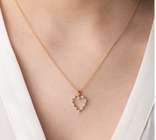 Collar de diamantes canadienses con forma de corazón brillante redondo de 0,20 quilates de oro amarillo de 14 quilates