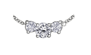 Collar de diamantes canadienses de 3 piedras brillantes redondos de 0,40 quilates de oro blanco de 14 quilates