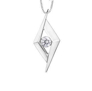 Collar de diamantes canadienses geométricos brillantes redondos de 0,20 quilates de oro blanco de 10 quilates