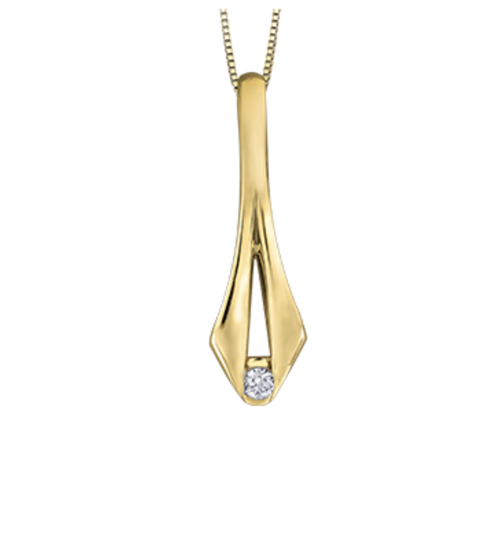 Collar de oro amarillo de 14 quilates con diamantes canadienses brillantes redondos de 0,08 quilates
