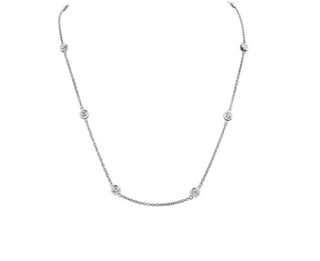Collar con engaste de bisel de diamantes canadienses de 1,45 quilates en oro blanco de 18 quilates y aleación de paladio (hipoalergénico)