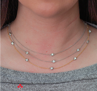 Collar con engaste de bisel de diamantes canadienses de 1,45 quilates en oro blanco de 18 quilates y aleación de paladio (hipoalergénico)