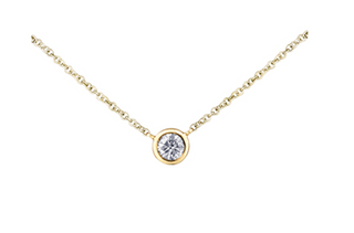 Collar con engaste de bisel de diamantes canadienses de 0,38 quilates de oro blanco de 14 quilates