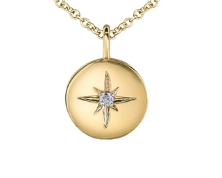 Collar de oro amarillo de 10 quilates con diamantes canadienses brillantes redondos de 0,02 quilates