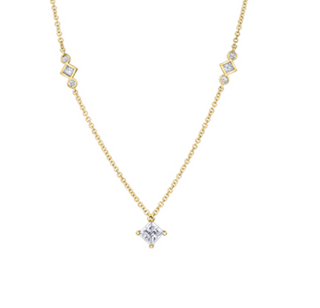Collar de diamantes canadienses princesa de oro amarillo de 14 quilates de 0,70 quilates